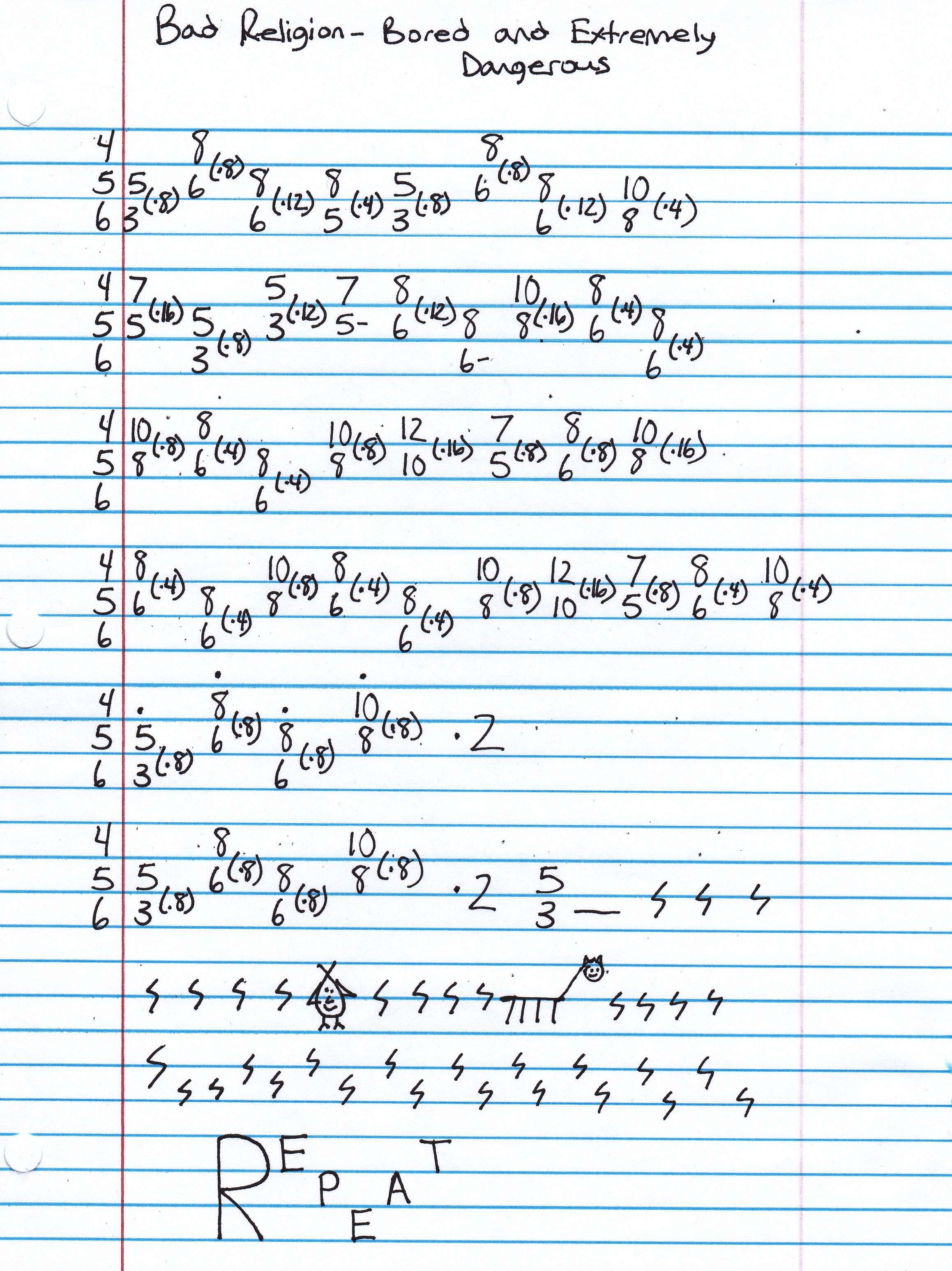 High quality guitar tab for Bored and Extremely Dangerous by Bad Religion off of the album The Process Of Belief. ***Complete and accurate guitar tab!***